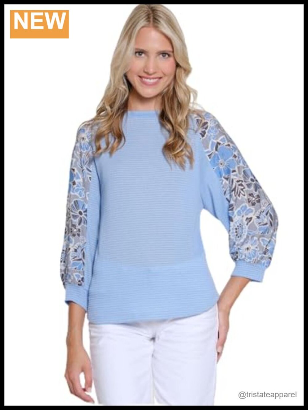 Cuffed Raglan Three Quarter Sleeve Scoop Neck Blouse - 95% Polyester 5% Spandex